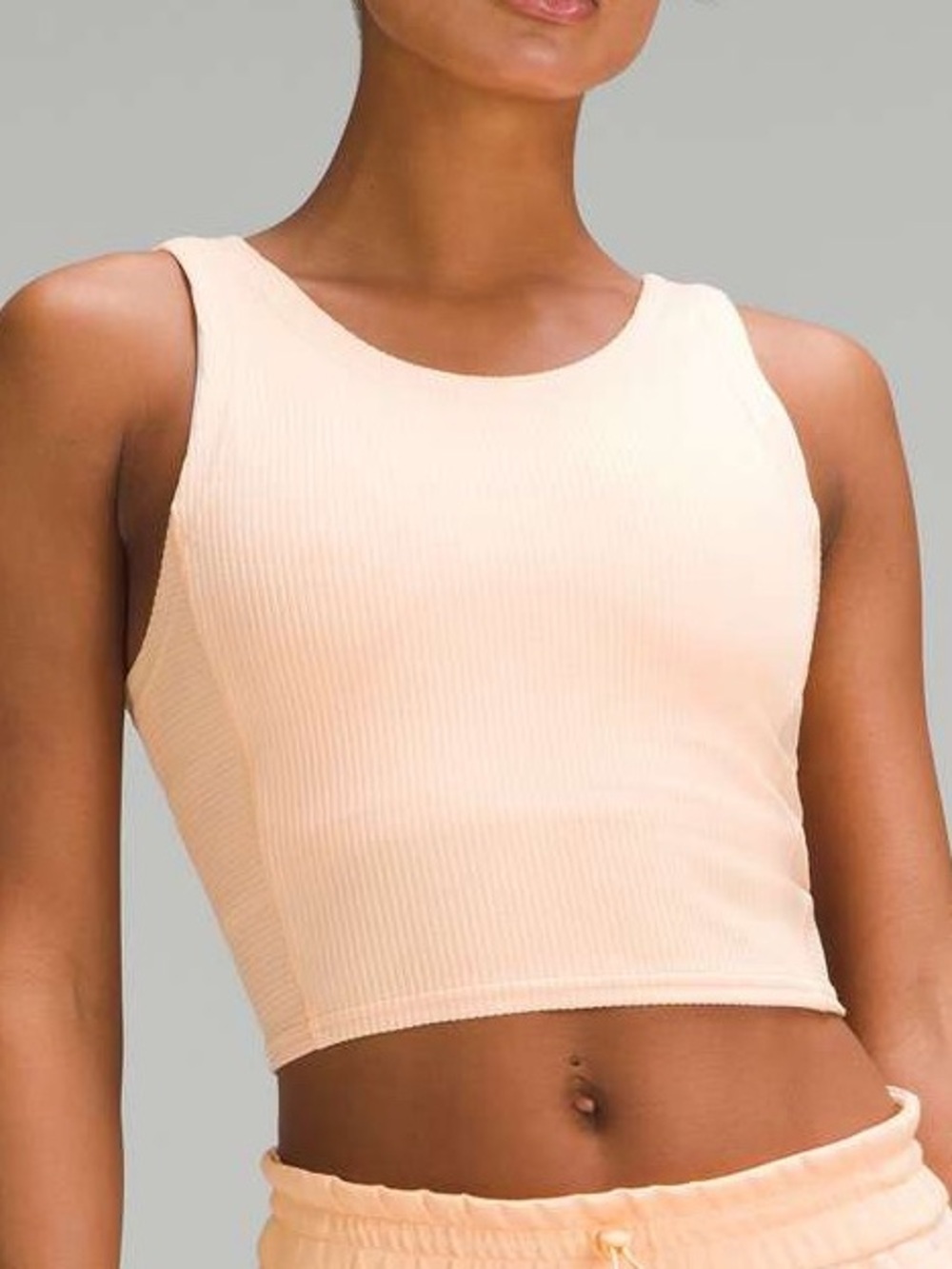 Lululemon Softstream Peach Ribbed Tank Crop Top size 6